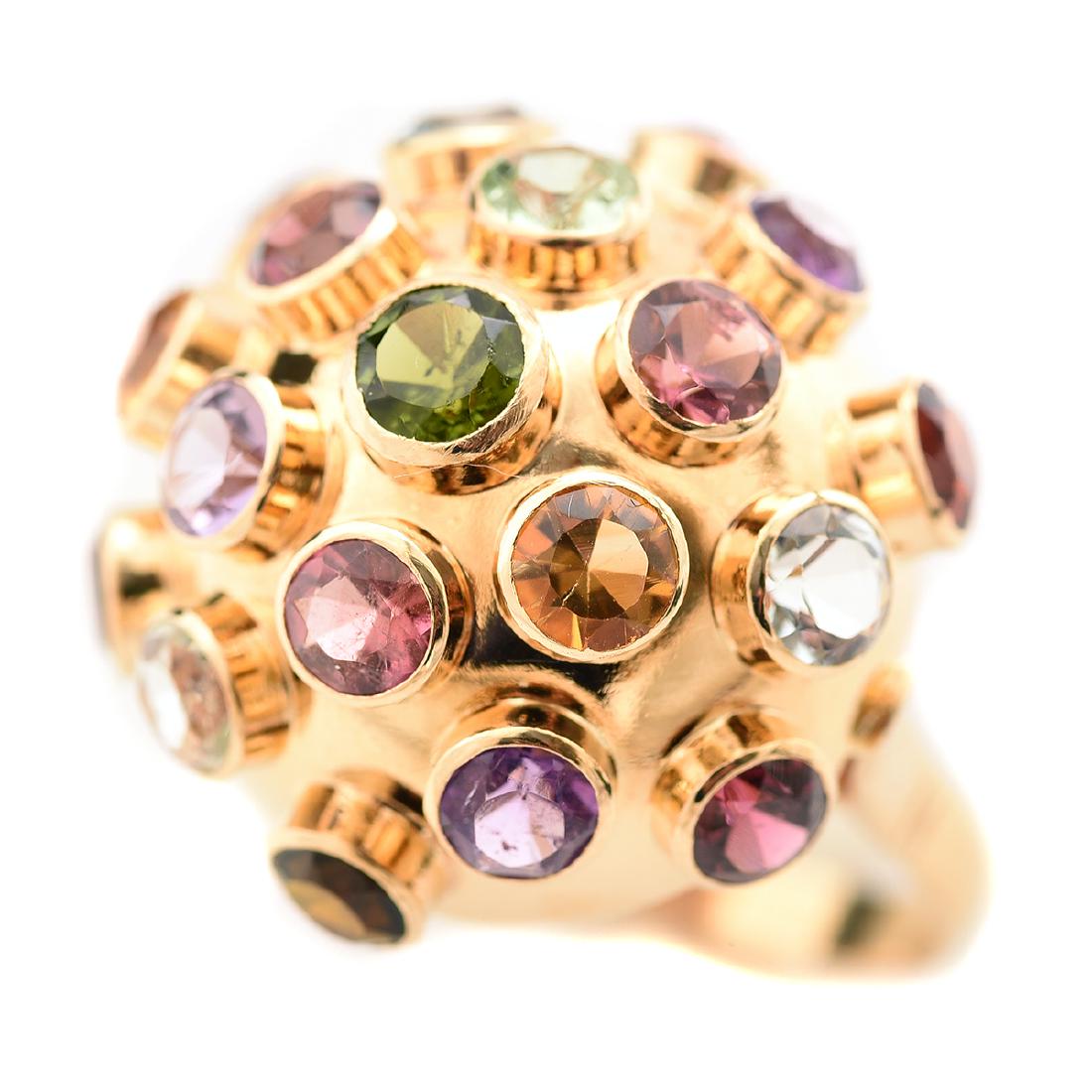 MultiStone, 18k Yellow Gold Bombe Ring.