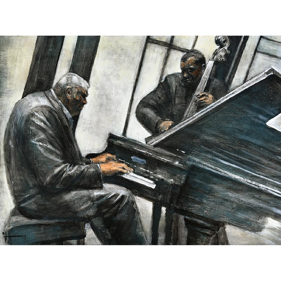 Mikhail Gelman "Musicians" oil on canvas with book