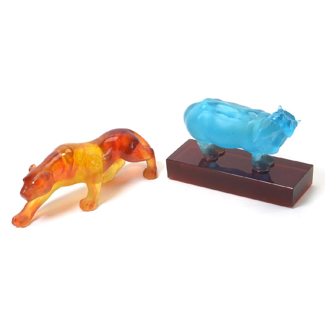 Daum Pate de Verre Blue Hippo and Amber Panther (1 of 10)