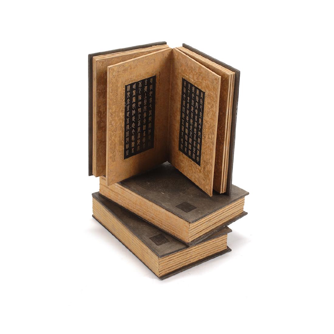 Set of Three Chinese Books with Engraved Marble Plaques (1 of 1)