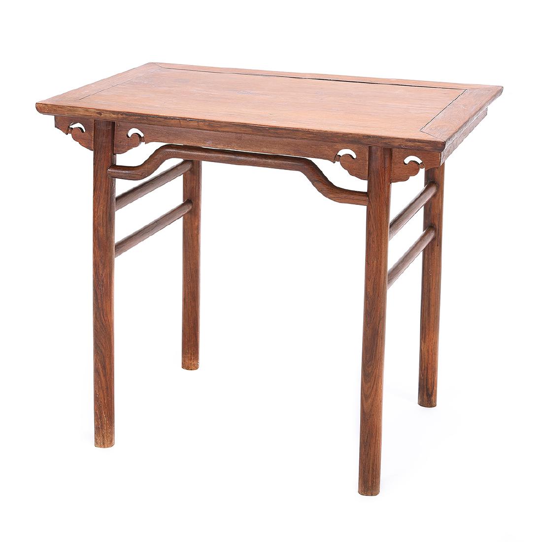 Huanghuali Wine Table: Huanghuali Wine Table. {28 3/4 x 31 3/4 x 21 inches (73 x 80.6 x 53.3 cm)} [Water staining, aged cracks]