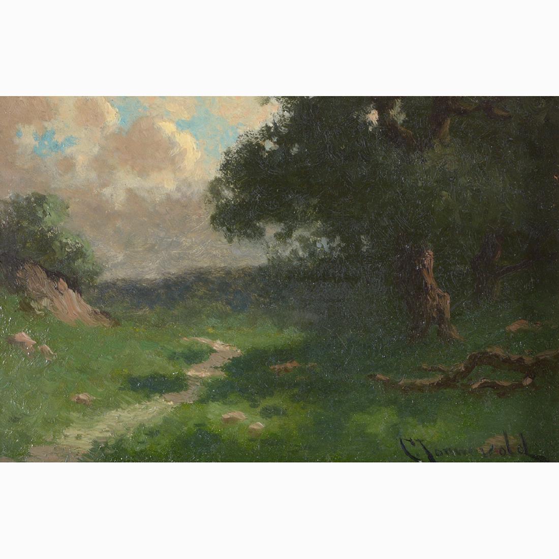 Carl Jonnevold "Landscape" oil on board (1 of 5)