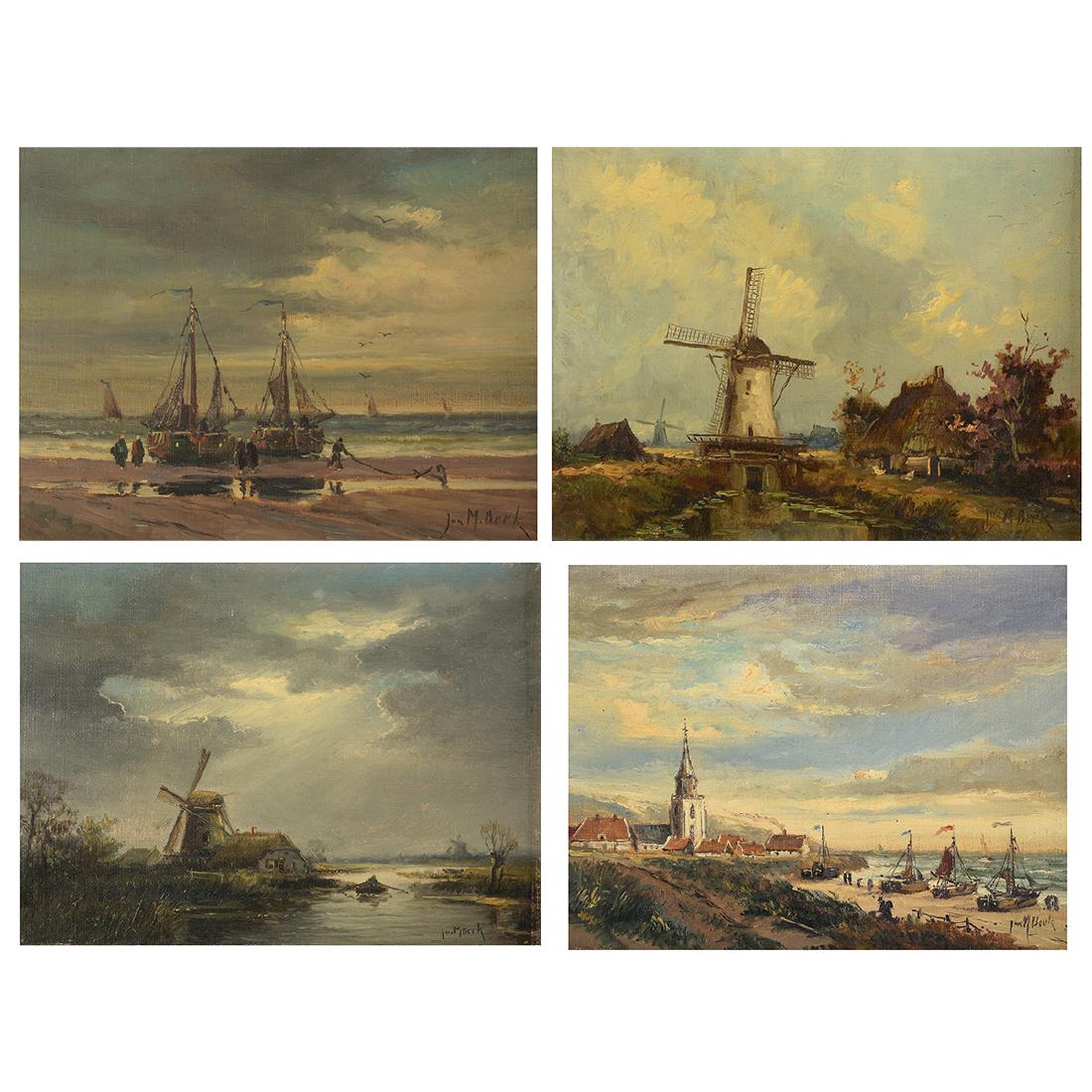 Jurrien Marinus Beek 4 "Dutch Scenes" oil on canvas (1 of 9)