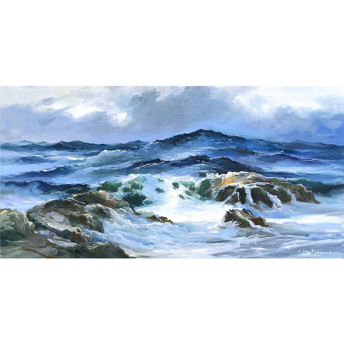 E. John Robinson "Storm's Climax" oil on canvas (1 of 5)
