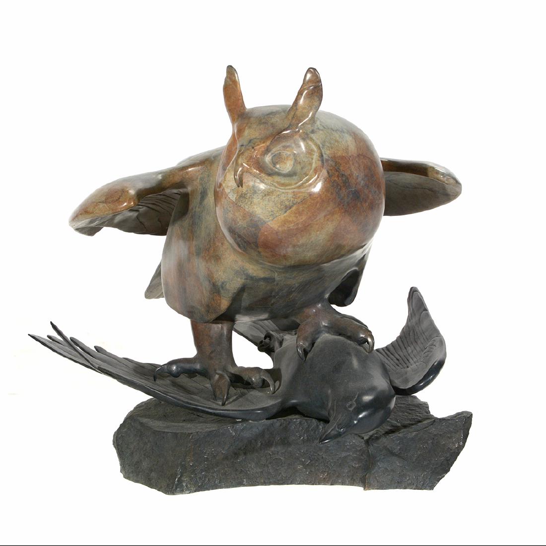 Tony Angell "Shadow Hunter" bronze: TONY ANGELL (American b. 1940) "Shadow Hunter" Bronze. 16 1/2 x 22 x 16 inches. Signed on base. (Please contact Fine Art Dept. for full condition report.)