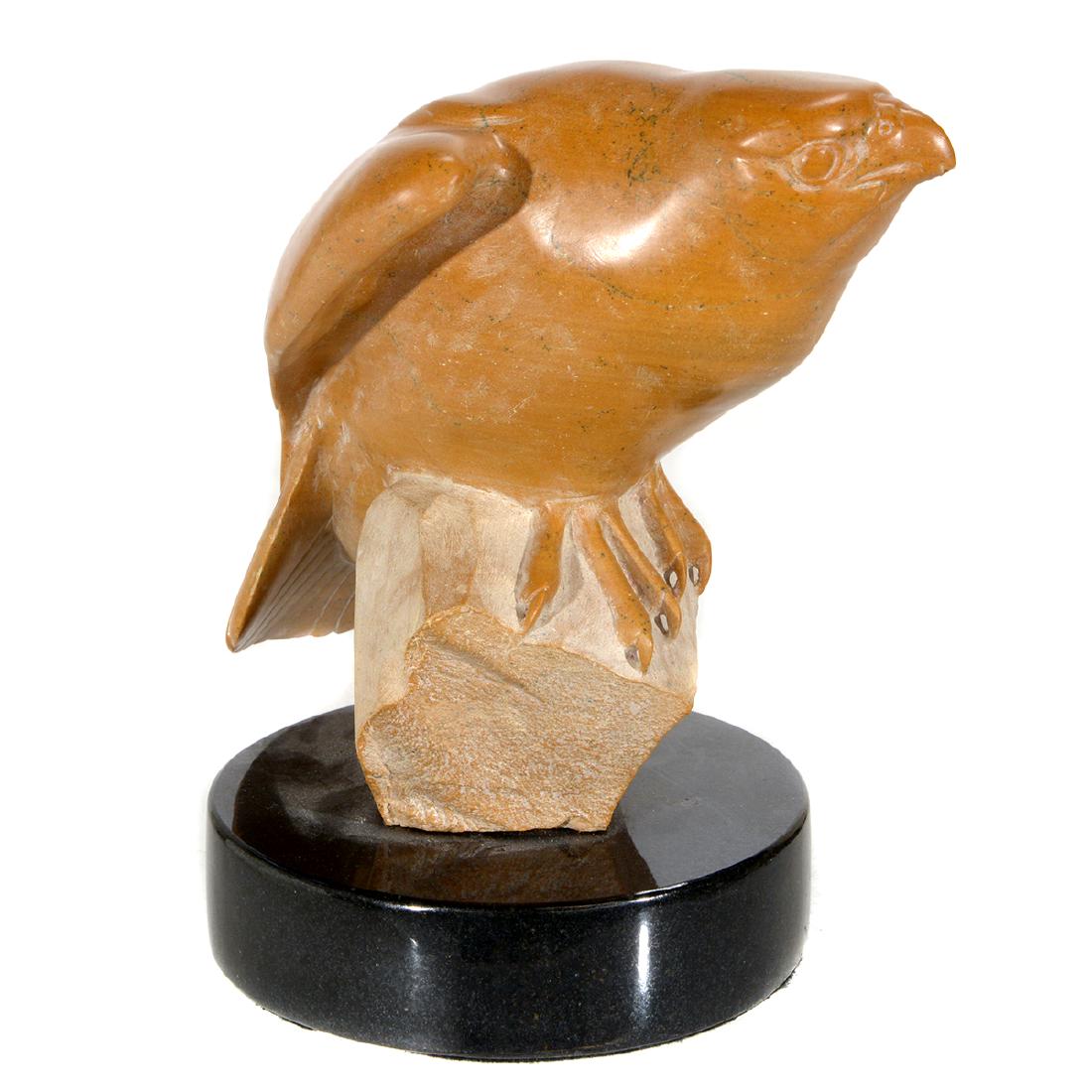 Tony Angell "Alert" marble: TONY ANGELL (American b. 1940) "Alert" (Small Falcon) Marble. 9 x 7 3/8 x 6 1/2 inches. Signed: Angell. (Please contact Fine Art Dept. for full condition report.)