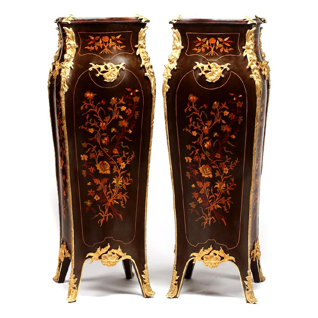 Pair of French Louis XV Style Marquetry Inlaid (1 of 1)