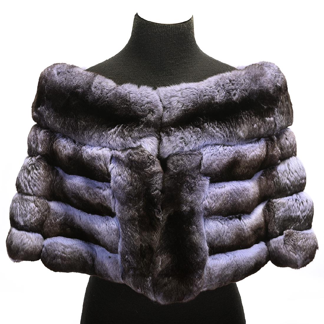 Dyed Perwinkle Chinchilla Bolero Jacket (1 of 4)