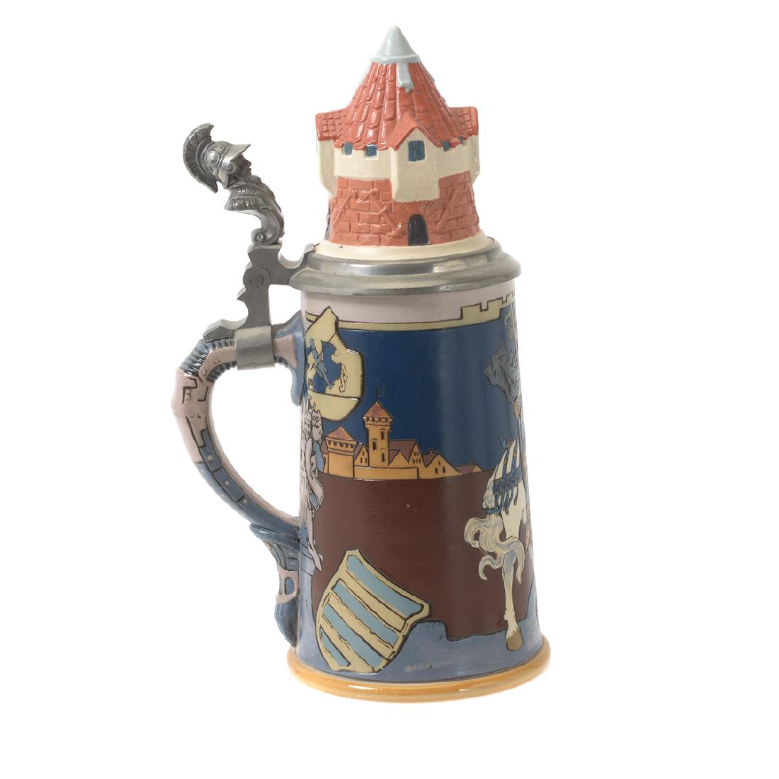 Knight on White Horse Mettlach Stein. (1 of 7)