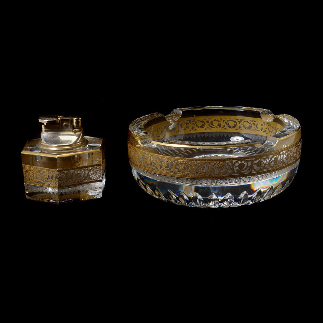 St. Louis Crystal Ashtray with Matching Lighter (1 of 6)