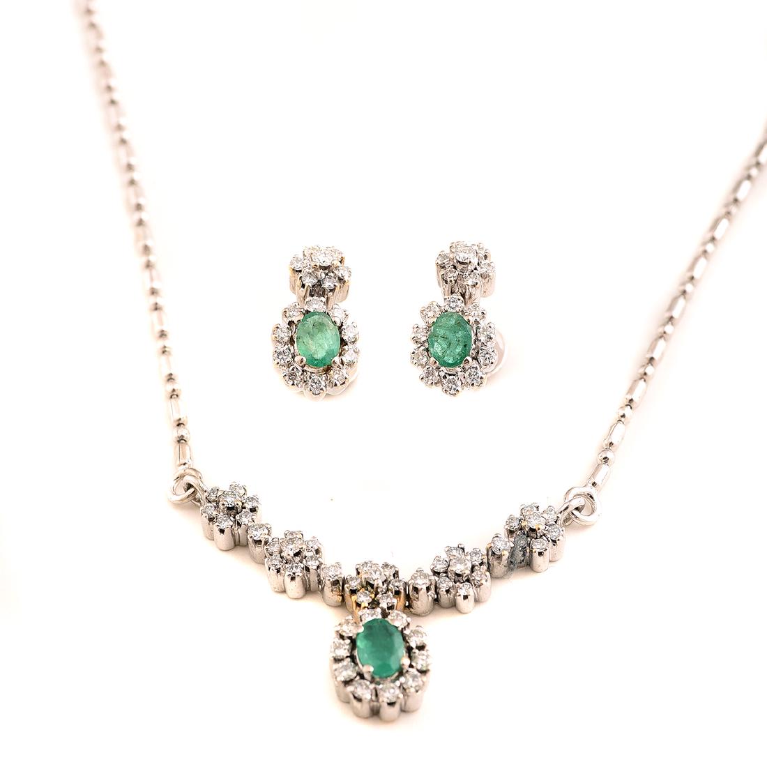 Emerald, Diamond, 18k White Gold Jewelry Suite. (1 of 5)