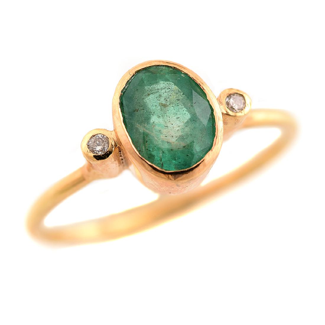 Emerald, Diamond, 18k Yellow Gold Ring. (1 of 4)