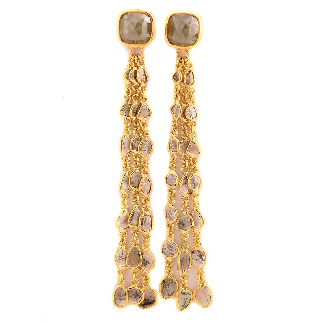 Pair of Diamond, 18k Yellow Gold Tassel Pendant (1 of 4)