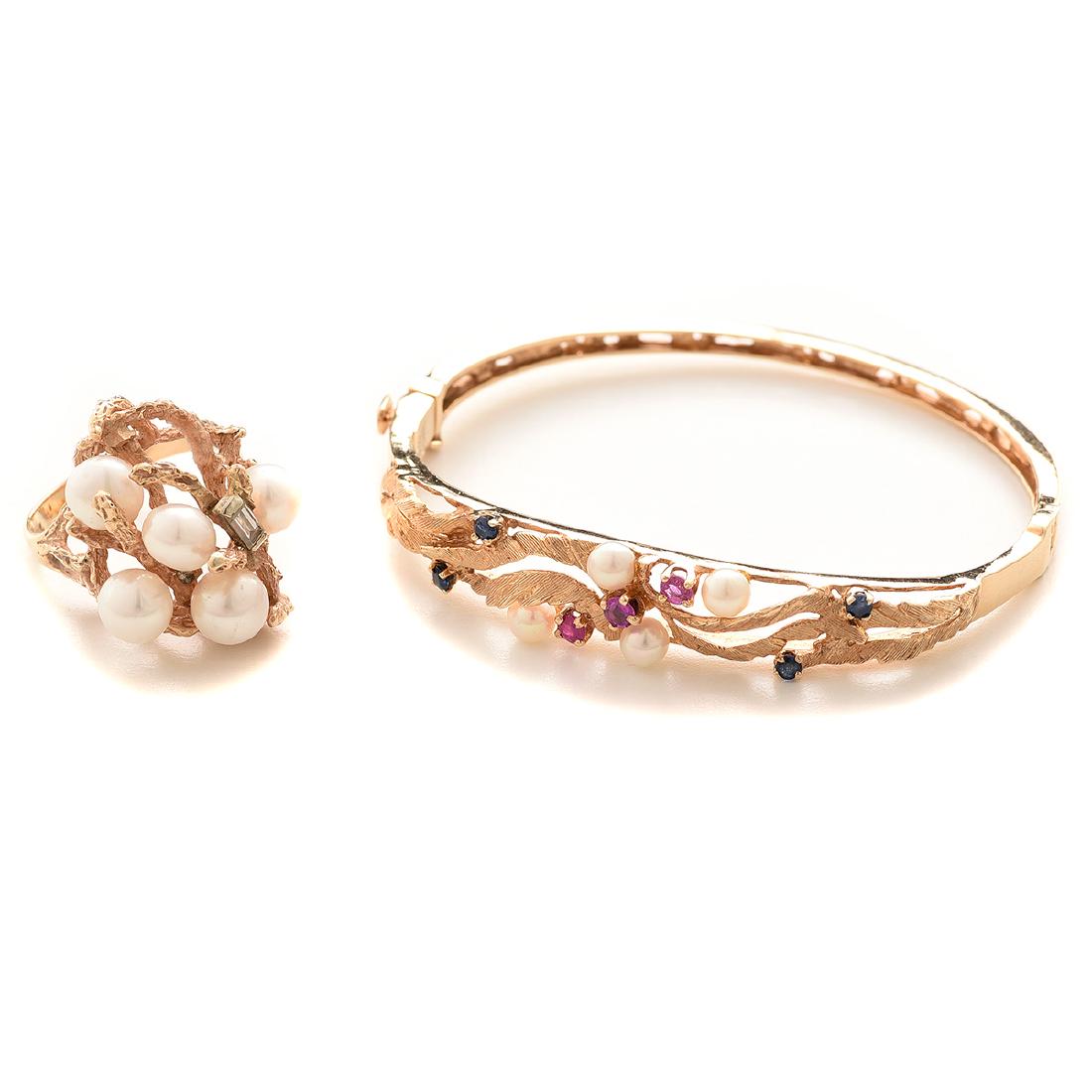 Multi-Stone, Cultured Pearl, Diamond, 14k Yellow Gold (1 of 6)