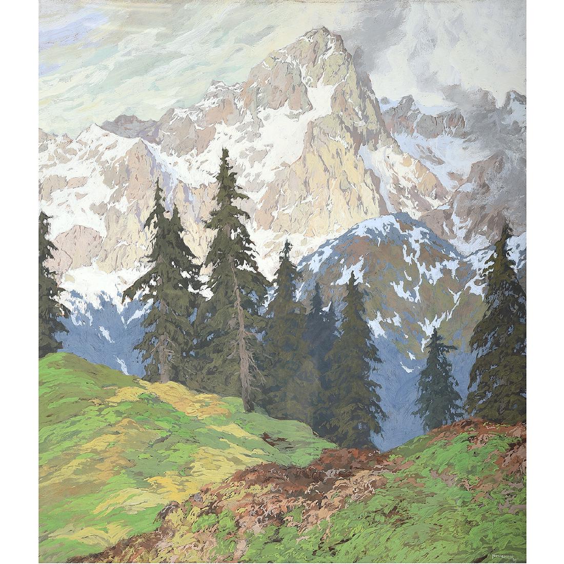 Hugo Hodiener "Mountains in Spring" gouache (1 of 5)