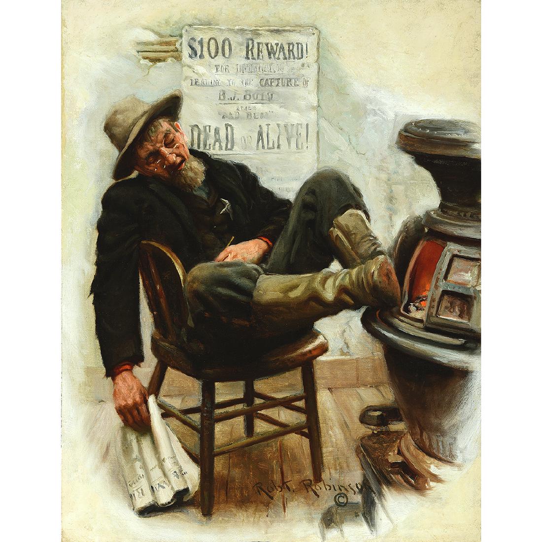 Robert Bernard Robinson "Sleeping Shefiff" oil on (1 of 4)