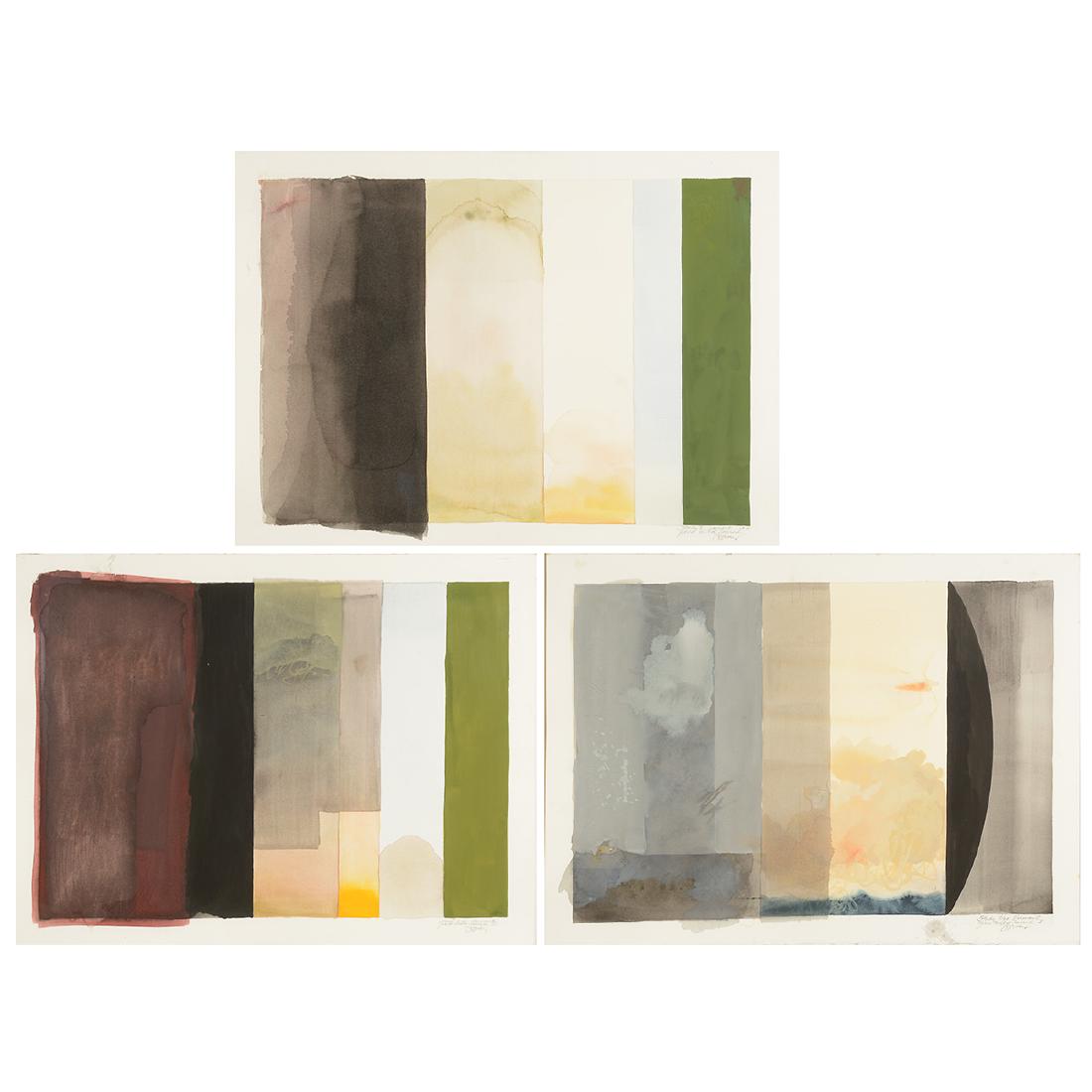 Ciel Bergman 3 "Studies for Good, Wild and Sacred": CIEL BERGMAN (American b. 1938) "Study X: Vermont Good, Wild Sacred", "Study 3/20 Vermont good, wild, Sacred I" and "Study 3/20 Vermont good, wild, sacred II" Watercolor. Sheet: 22 x 29 5/8 inches; Fr