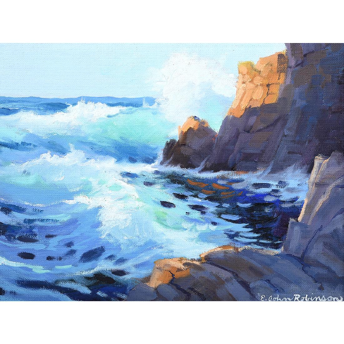 E. John Robinson "Crashing Surf" oil on masonite (1 of 5)