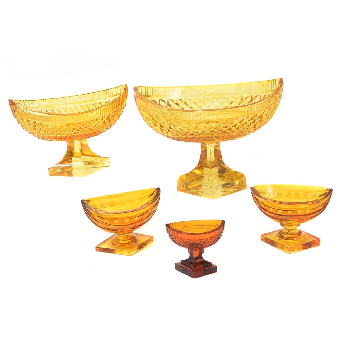 Two Anglo-Irish Cut Glass Navette Form Bowls, with (1 of 9)