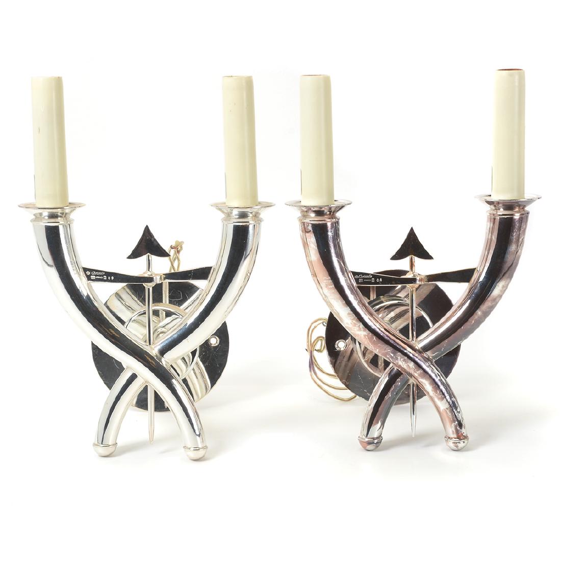 Pair of Modern Christofle Silver Plate Two Light Wall (1 of 6)