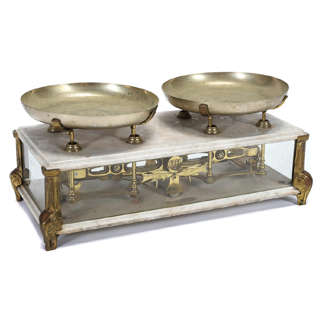 Marble Top and Glass Apothecary Scale with Elephant (1 of 7)