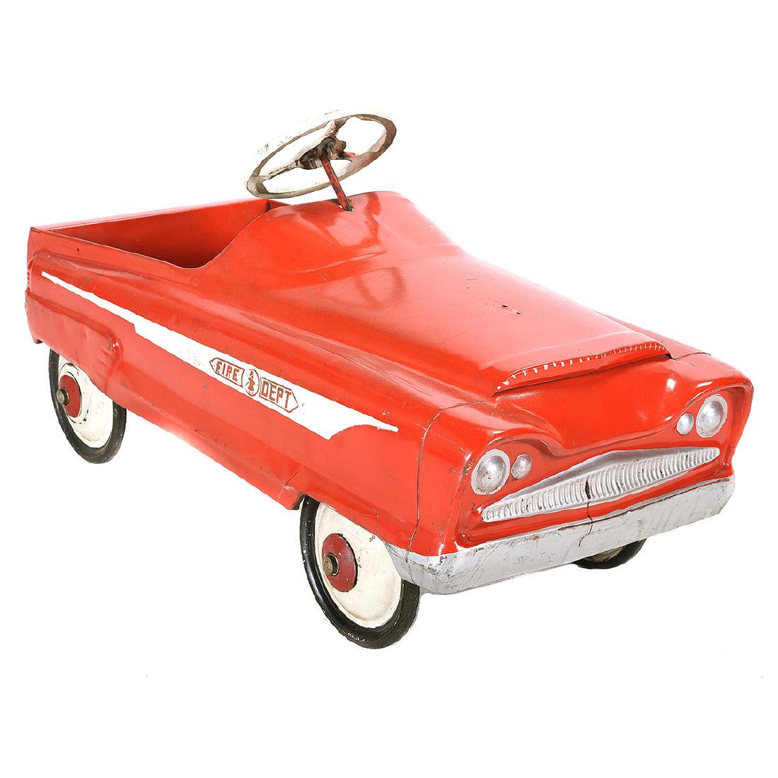 Pedal car "Fire Dept, F.D. 5608 USA": Pedal car "Fire Dept, F.D. 5608 USA" {Dimensions approximately 20 x 37 x 15 inches}