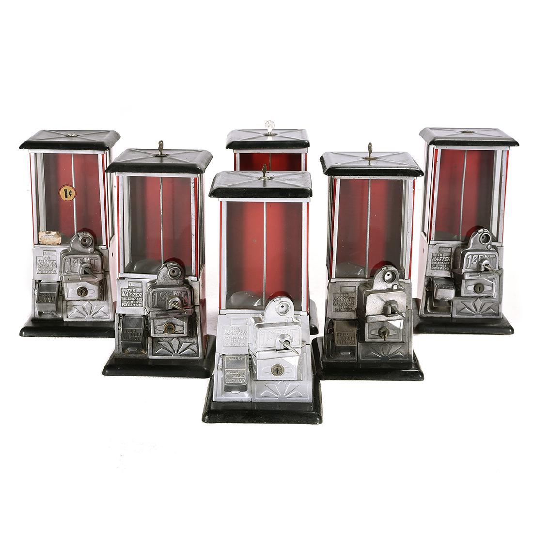 Six One Cent Master Gumball Machines. (1 of 4)