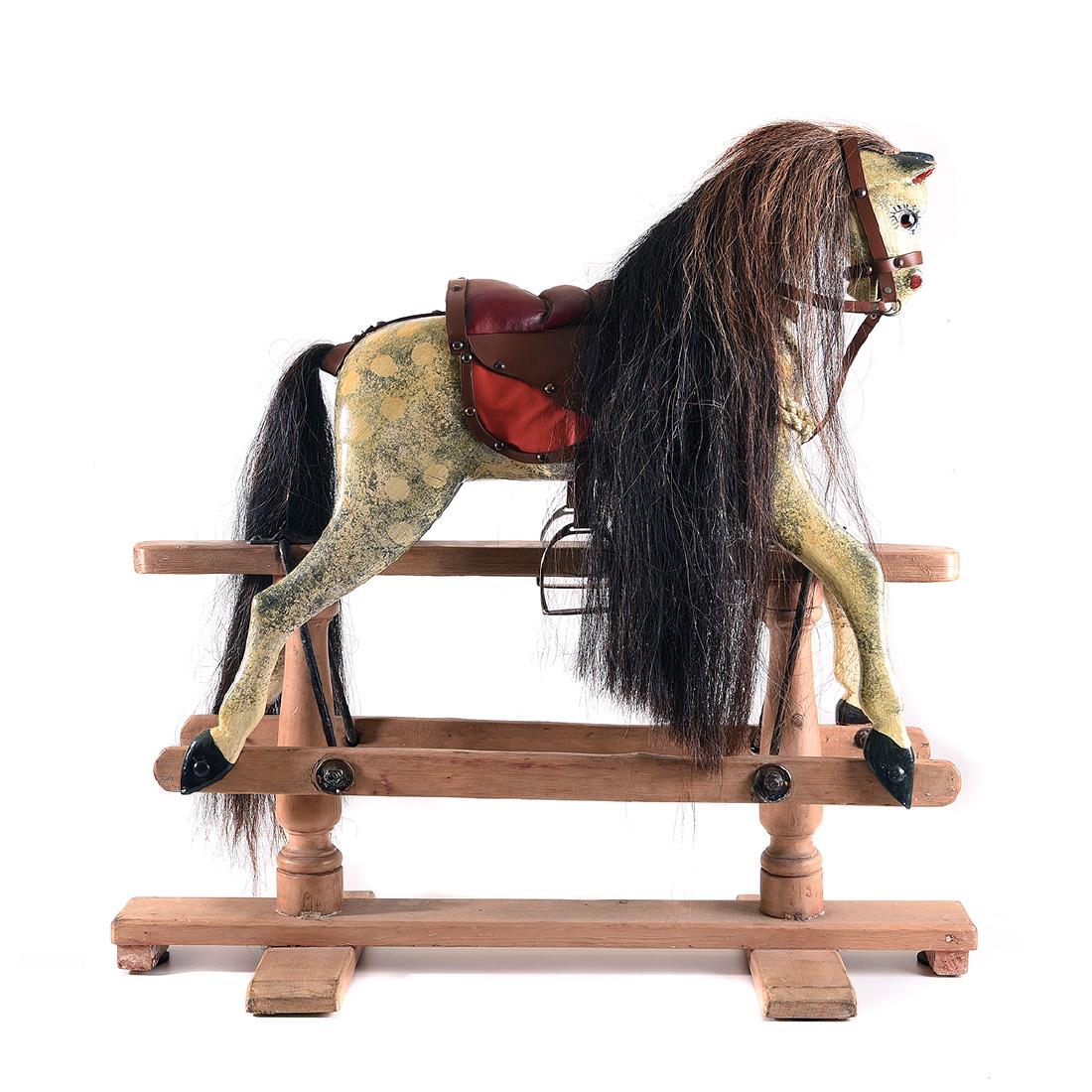 English Victorian Painted Rocking Horse - 