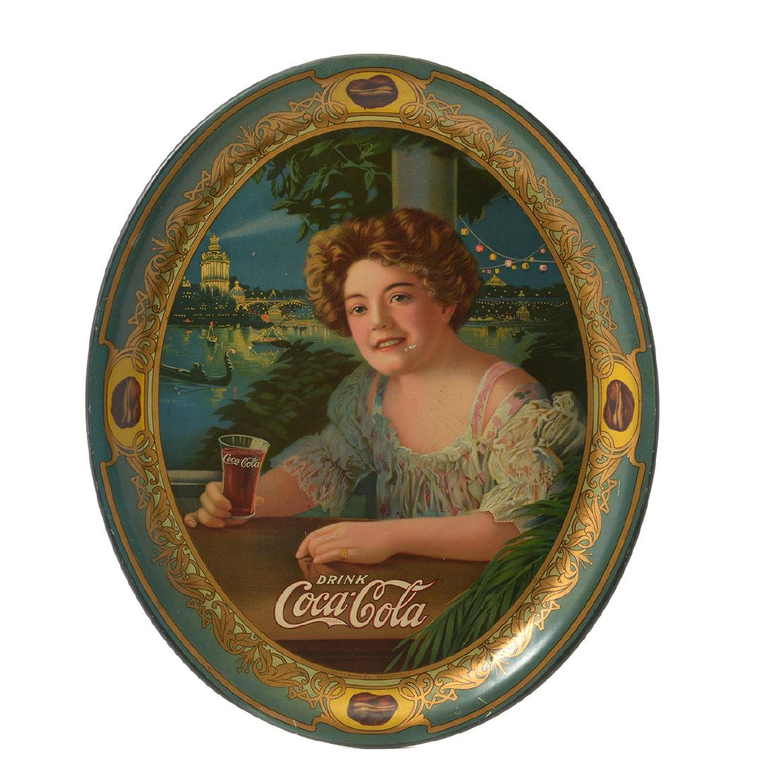 1909 Small Oval Coca Cola Tray (1 of 6)