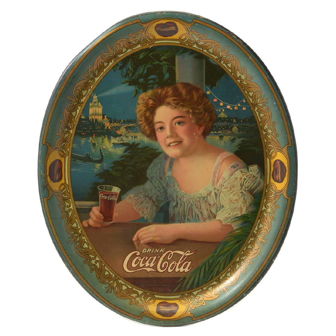 1909 Small Oval Coca Cola Tray (1 of 6)