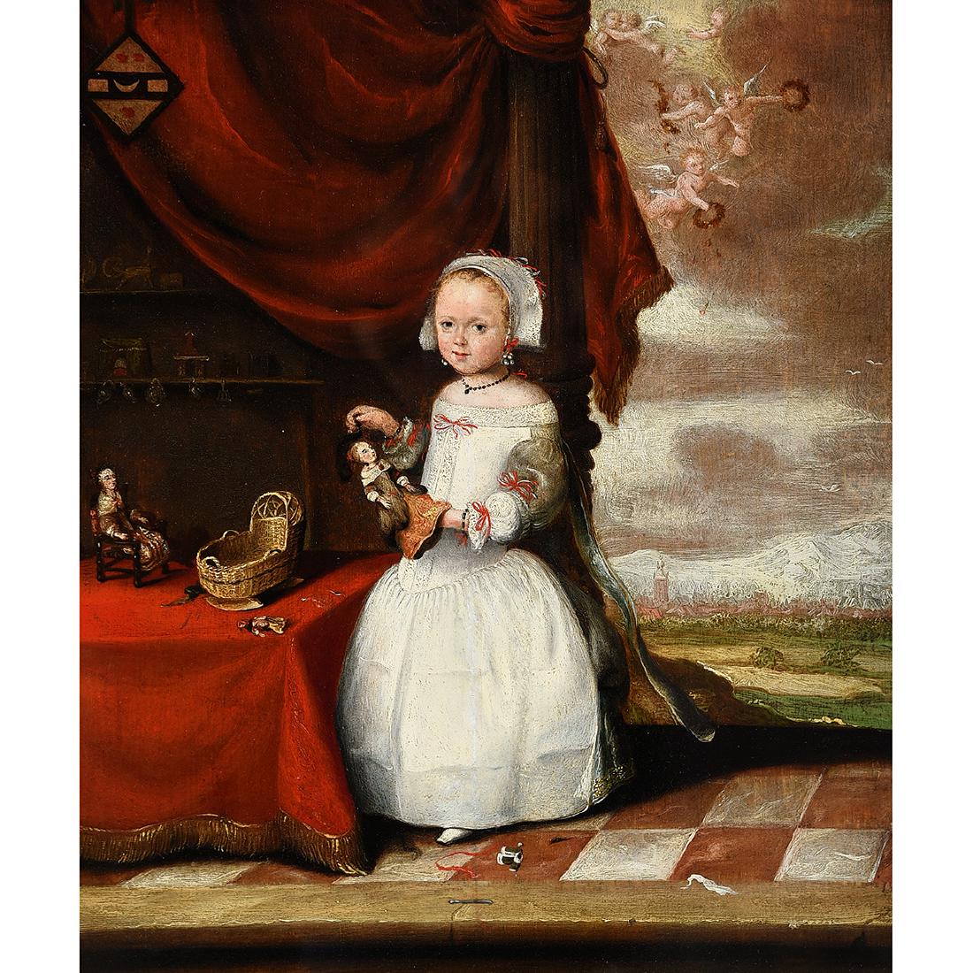 Circle of Gerard Ter Borch "Portrait of Maria van: Circle of GERARD TER BORCH THE YOUNGER (Dutch 1617-1681) "Portrait of Maria van Moerkerken" Oil on panel. 16 x 14 1/4 inches; Frame: 22 1/8 x 19 7/8 inches. Monogram upper left corner; stamped verso M