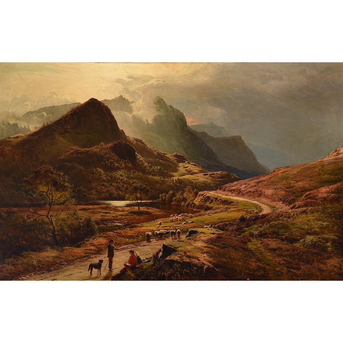 Sidney Richard Percy "Castle Craig Borrodale,: SIDNEY RICHARD PERCY (English 1821-1886) "Castle Craig Borrodale, Cumberland" Oil on canvas. 23 3/4 x 37 7/8 inches; Frame: 28 1/2 x 42 1/8 inches. Signed and dated lower right: SR Percy 1870.