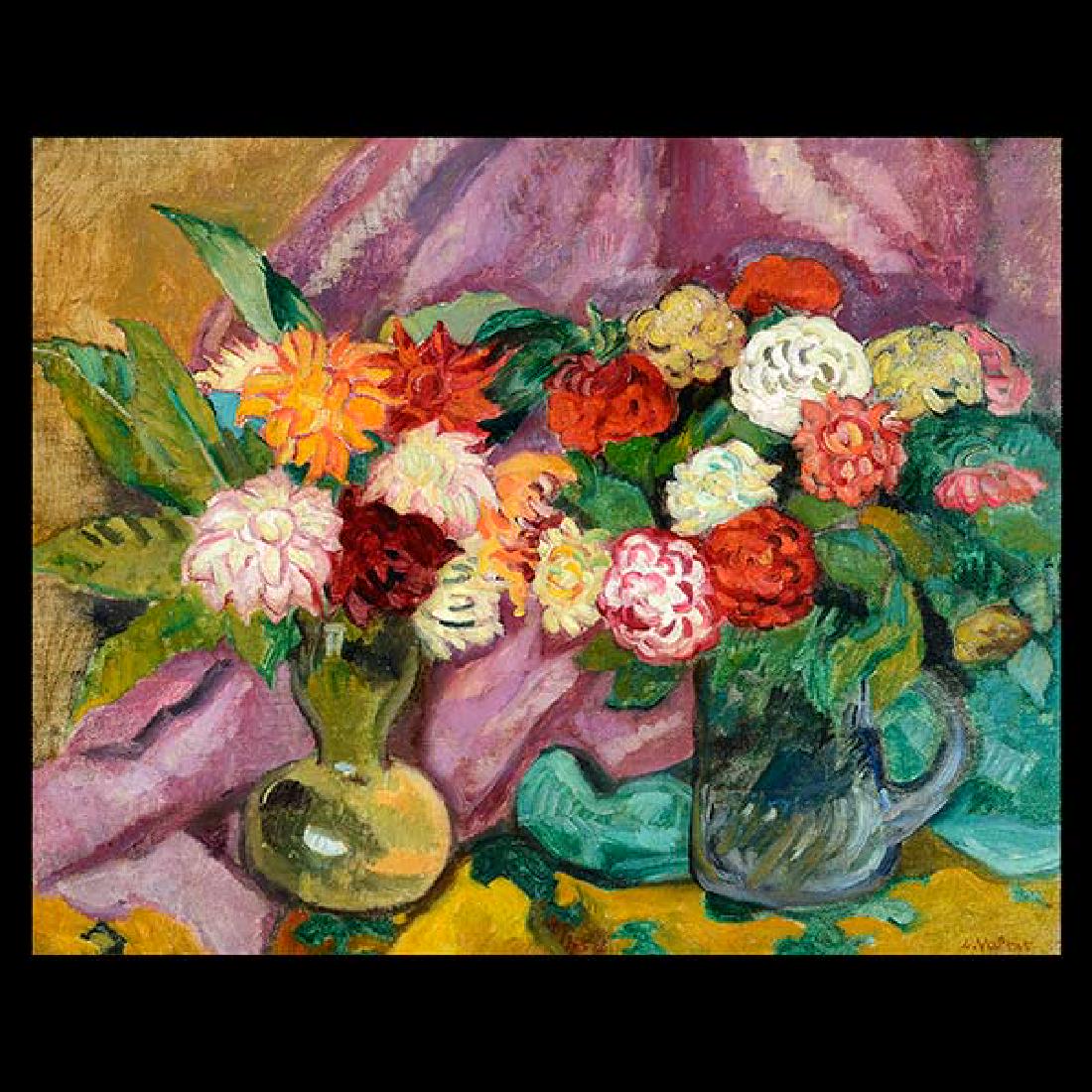 Louis Valtat "Bouquet of Flowers" oil on canvas: LOUIS VALTAT (France 1869-1952) "Bouquet of Flowers" Oil on canvas. 26 1/8 x 32 1/8 inches; Frame: 37 x 42 1/4 inches. Signed lower right: L. Valtat. Condition: In overall in very good condition. Canv