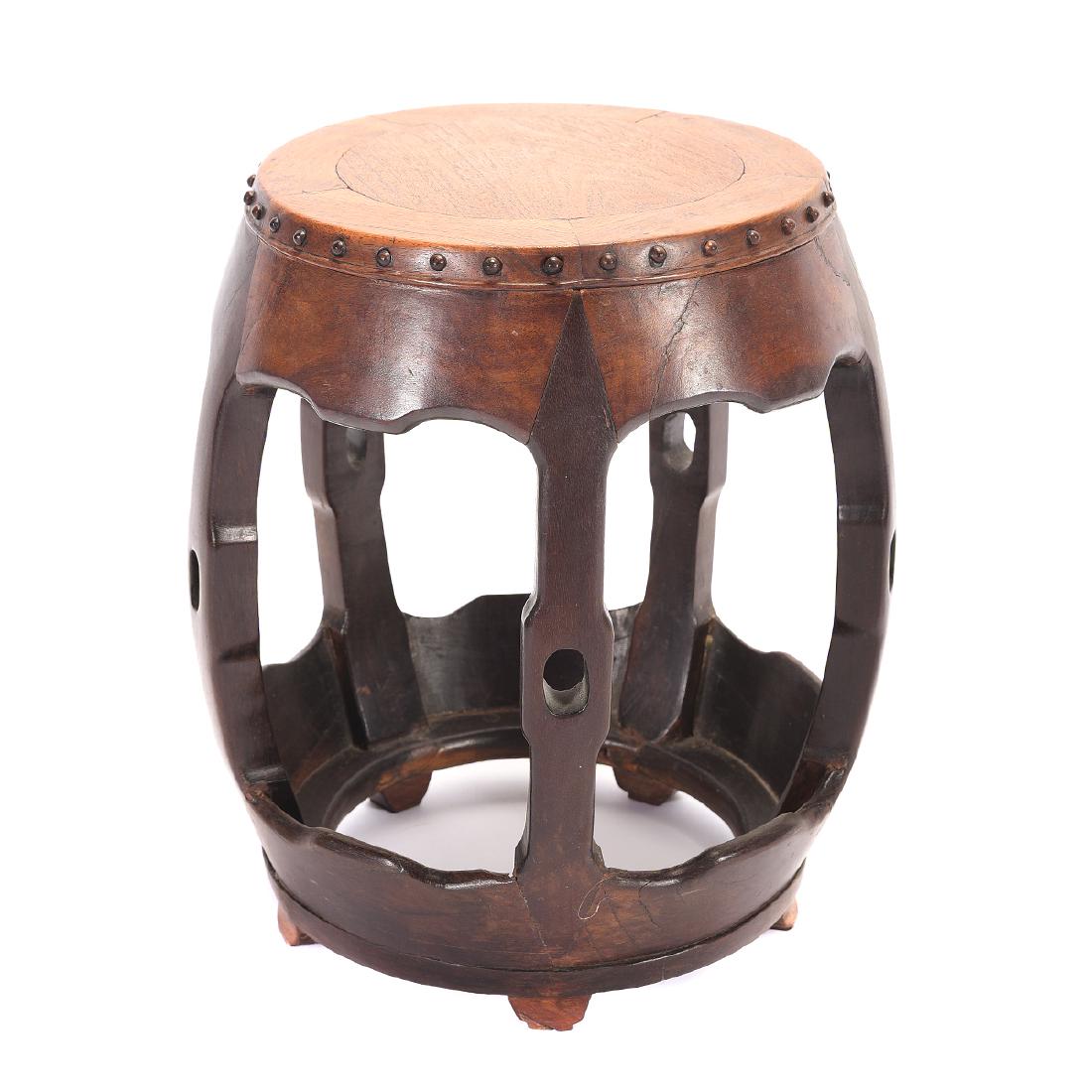 Chinese Rosewood Stool*: Chinese Rosewood Stool*. {18 1/2 x 15 inches (47 x 38 cm)}. Provenance:_x000B_Collection of Mary Margaret and Col. Wilbur Haven, who were assigned as US liaison to the Chinese government in Nanjing, t