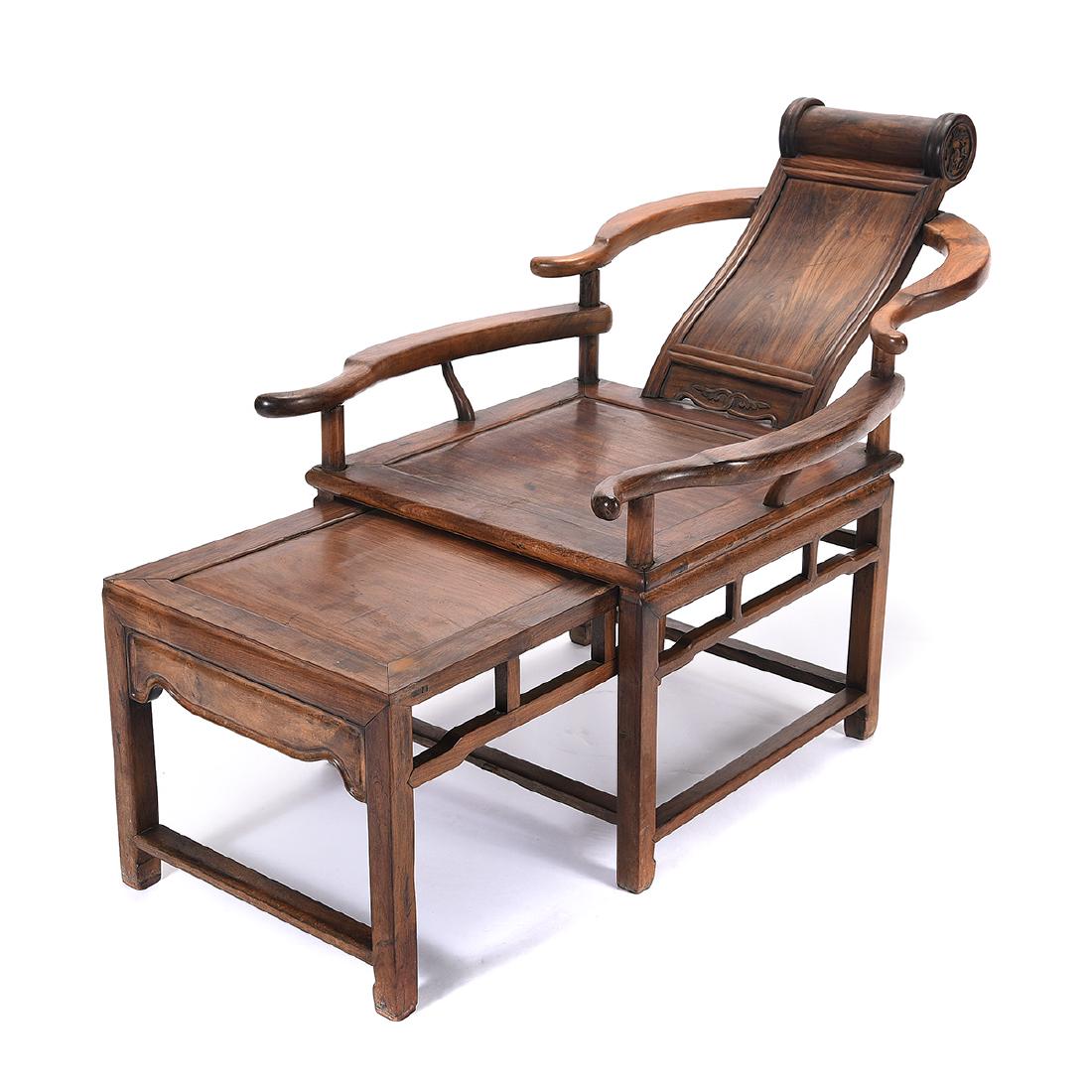 Chinese Rosewood Reclining Chair*: Chinese Rosewood Reclining Chair*. {33 1/2 x 27 1/2 x 42 inches (85 x 70 x 107 cm) approximately}.