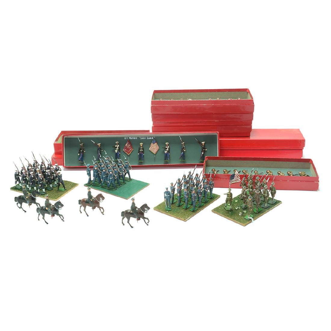 Collection of United States Military Painted Metal: Collection of United States Military Painted Metal Soldiers. Includes United States Marines, West Point Cadets, US Infantry 1900's, US Navy,US Infantry Civil War, Marines Color Guard US Infantry Color