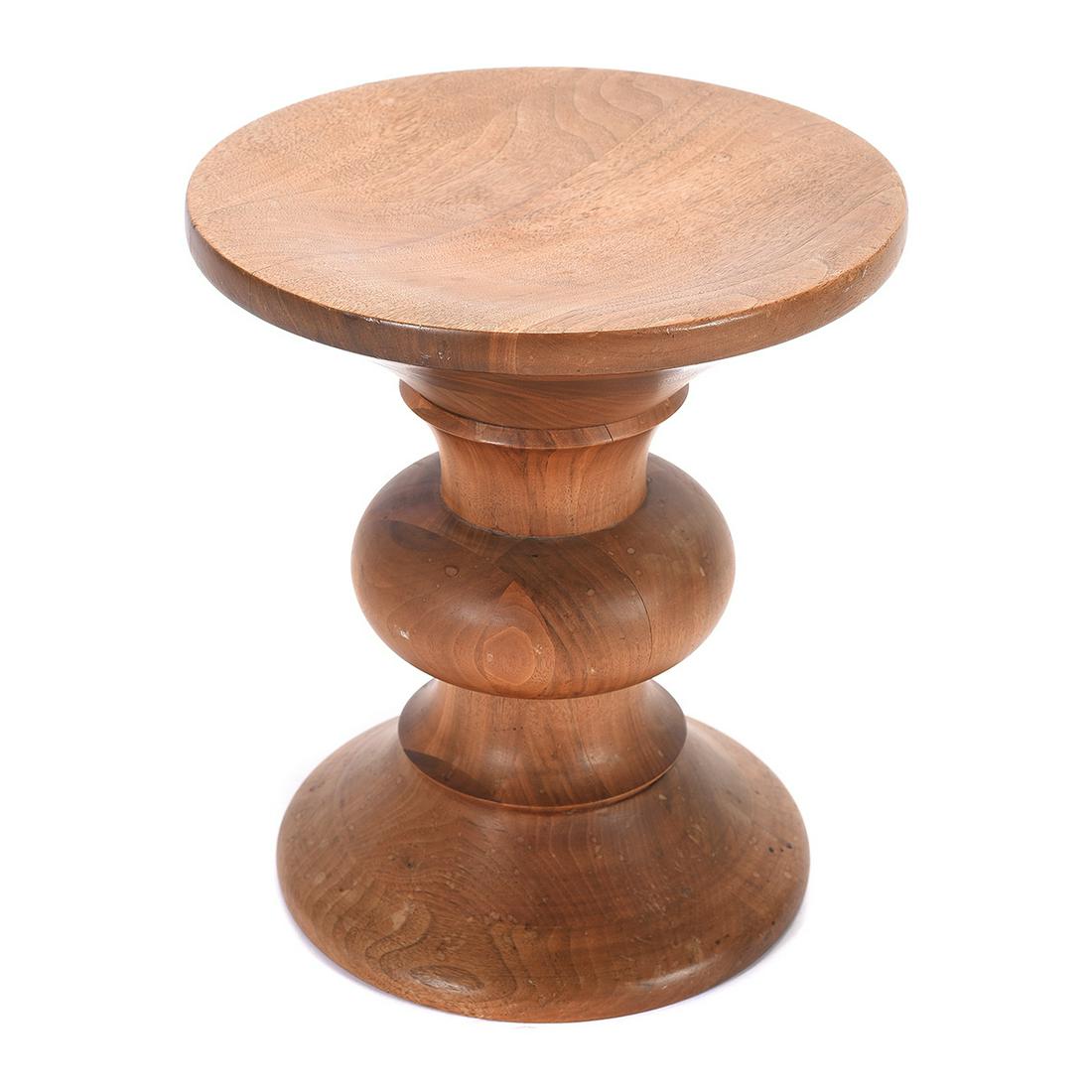 Eames Time-Life Stool for Herman-Miller.: Eames Time-Life Stool for Herman-Miller. Charles (1907-1978) and Ray Eames (1912-1988). Turned walnut wood, over-sized spool-form. Circa 1960. {Approximate dimensions: 15 high x 13 1/4 inches diameter