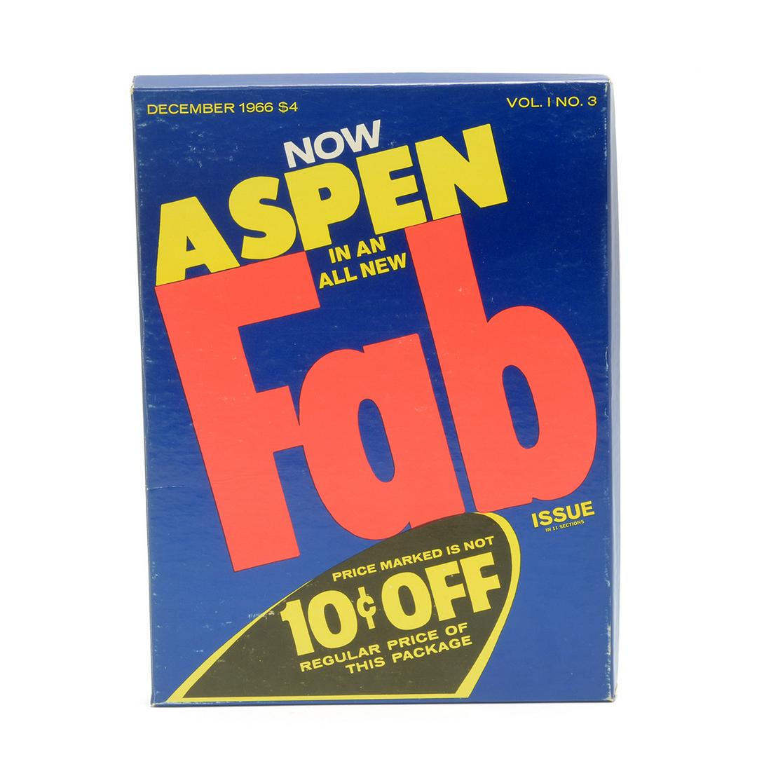 Andy Warhol Aspen 3 Dec. 1966 Warhol Designed Issue,: Andy Warhol Aspen 3 Dec. 1966 Warhol Designed Issue, Complete. Dated December 1966, Vol 1 No. 3, includes; underground movie flip book, "Buzzard over Baghdad" by Jack Smith, "Kiss by Andy Warhol", "Te