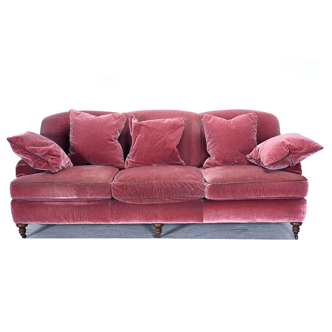 Lee Industries Red Mohair Upholstered Three Cushion (1 of 4)