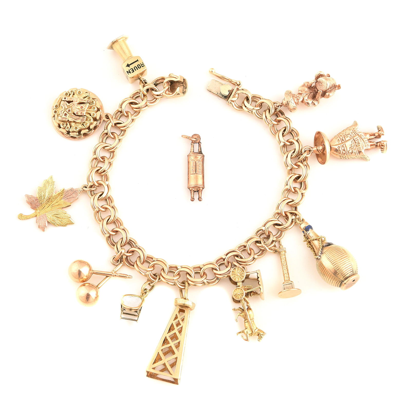 Enamel, 14k Yellow Gold Charm Bracelet. (1 of 5)