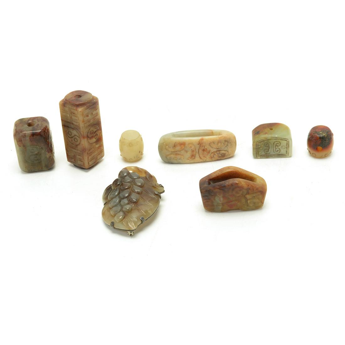 Eight Chinese Russet Jade Carvings (1 of 4)