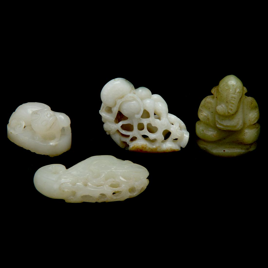 Group of Four Chinese Jade Pendants and Seal (1 of 7)
