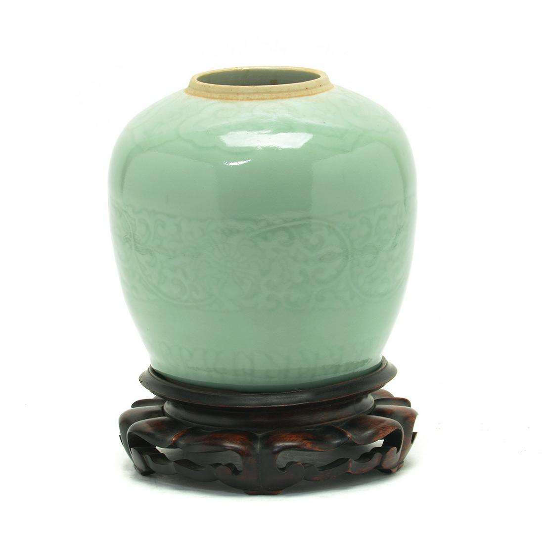 Chinese Celadon Ginger Jar with Stand (1 of 7)