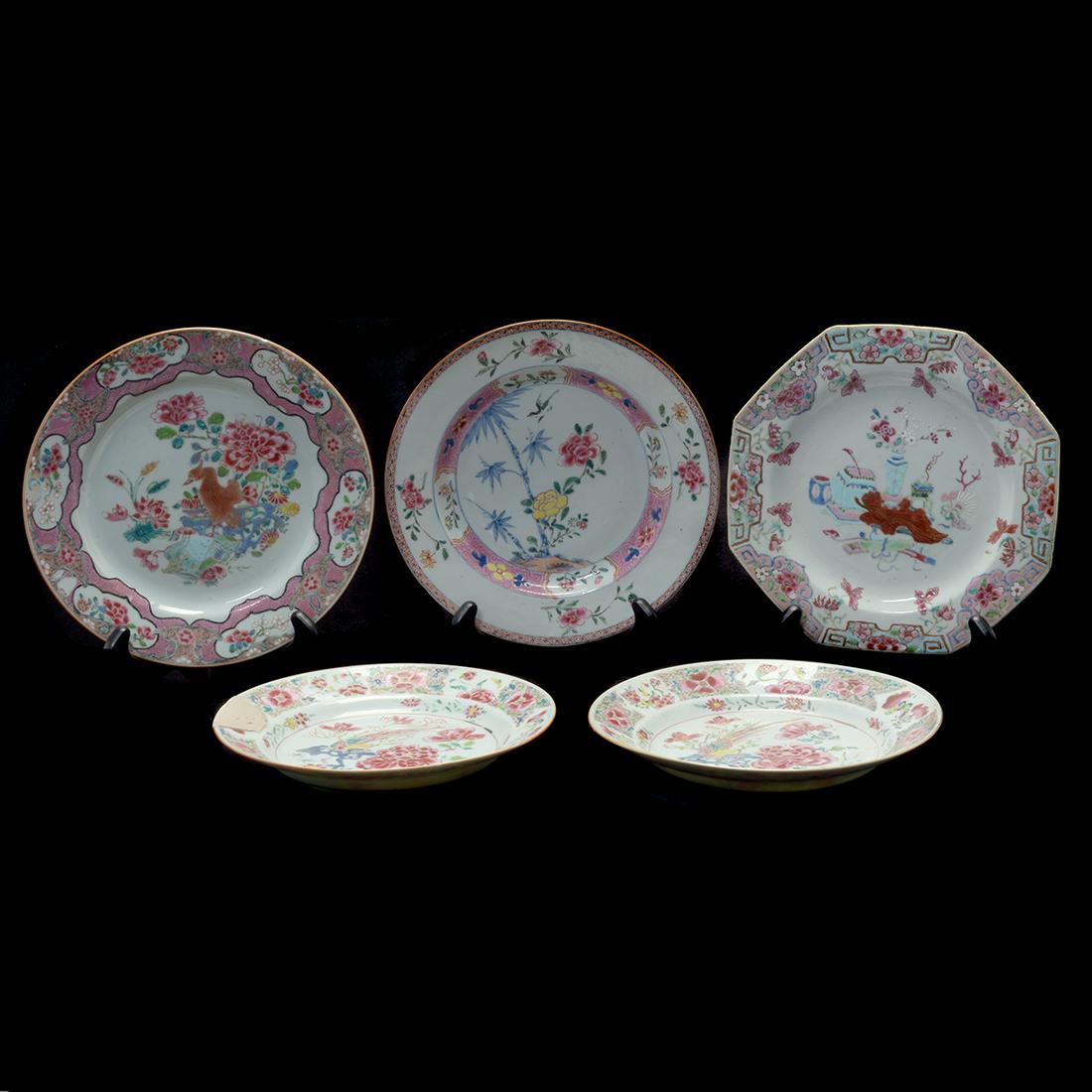 Five Famille Rose Export Plates (1 of 10)