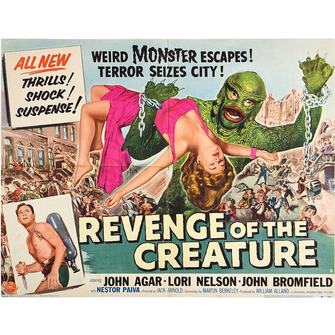 Revenge of the Creature Half Sheet Movie Poster Style: Revenge of the Creature Half Sheet Movie Poster Style B. Directed by Jack Arnold, the film stars John Agar and Lori Nelson and was also Clint Eastwood's uncredited film debut. (Universal International