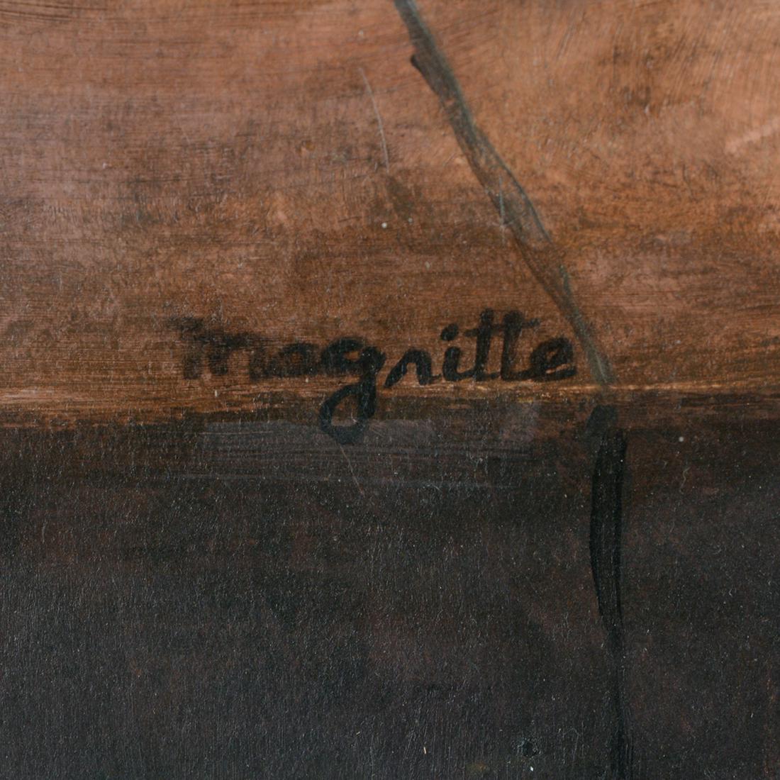 Style of Rene Magritte "Untitled" mixed media: Style of RENE MAGRITTE (Belgian 1898-1967) "Untitled" Mixed media. Sight: 16 x 11 5/8 inches; Frame: 27 1/4 x 22 5/8 inches. Bears signature lower right: Magritte. Property From a San Francisco Apartm