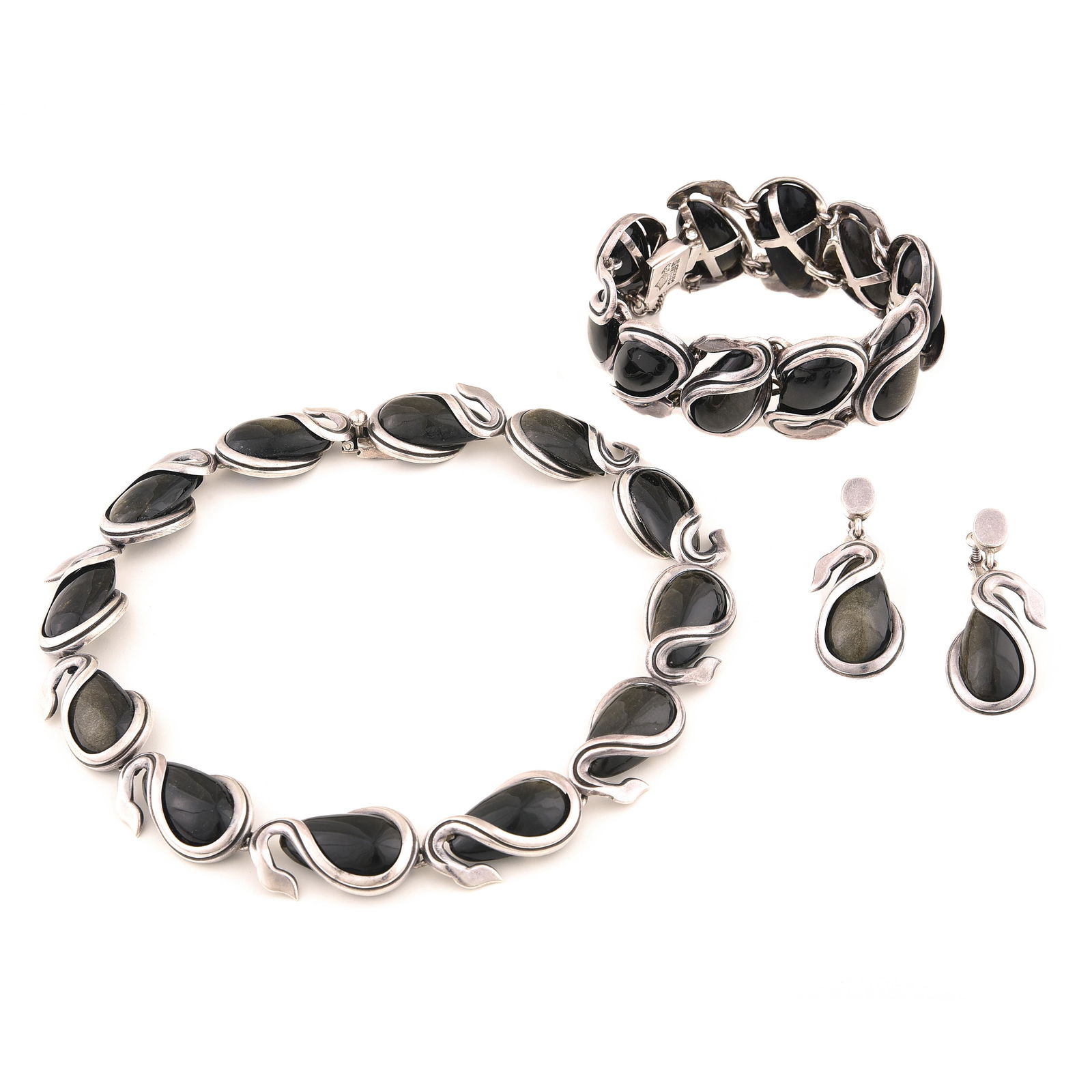 Antonio Pineda Sheen Obsidian, Sterling Silver Jewelry (1 of 6)
