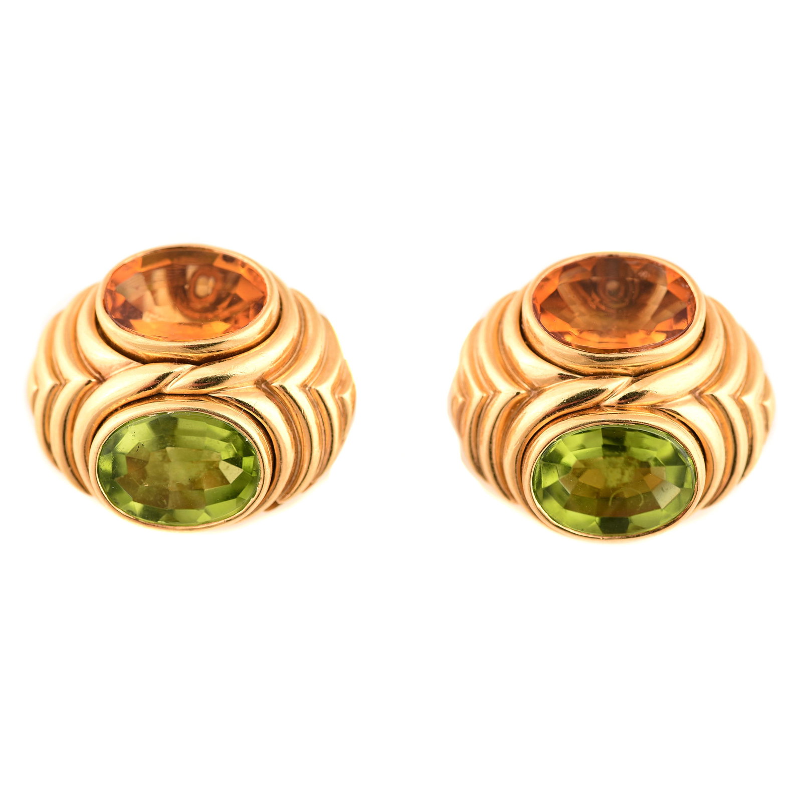 Pair of Bulgari Peridot, Citrine, 18k Yellow Gold Ear (1 of 5)