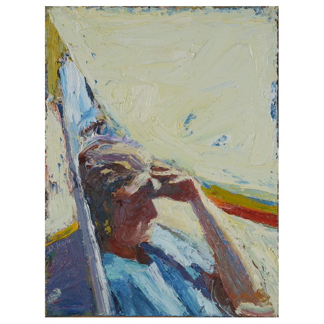 Dennis Hare "Noon" acrylic on canvas: DENNIS HARE (American b. 1946) Noon Acrylic on canvas 14 1/8 x 11 inches; 35.87 x 27.94 cm Signed: D. Hare, dated: 1989 and titled "Noon" verso