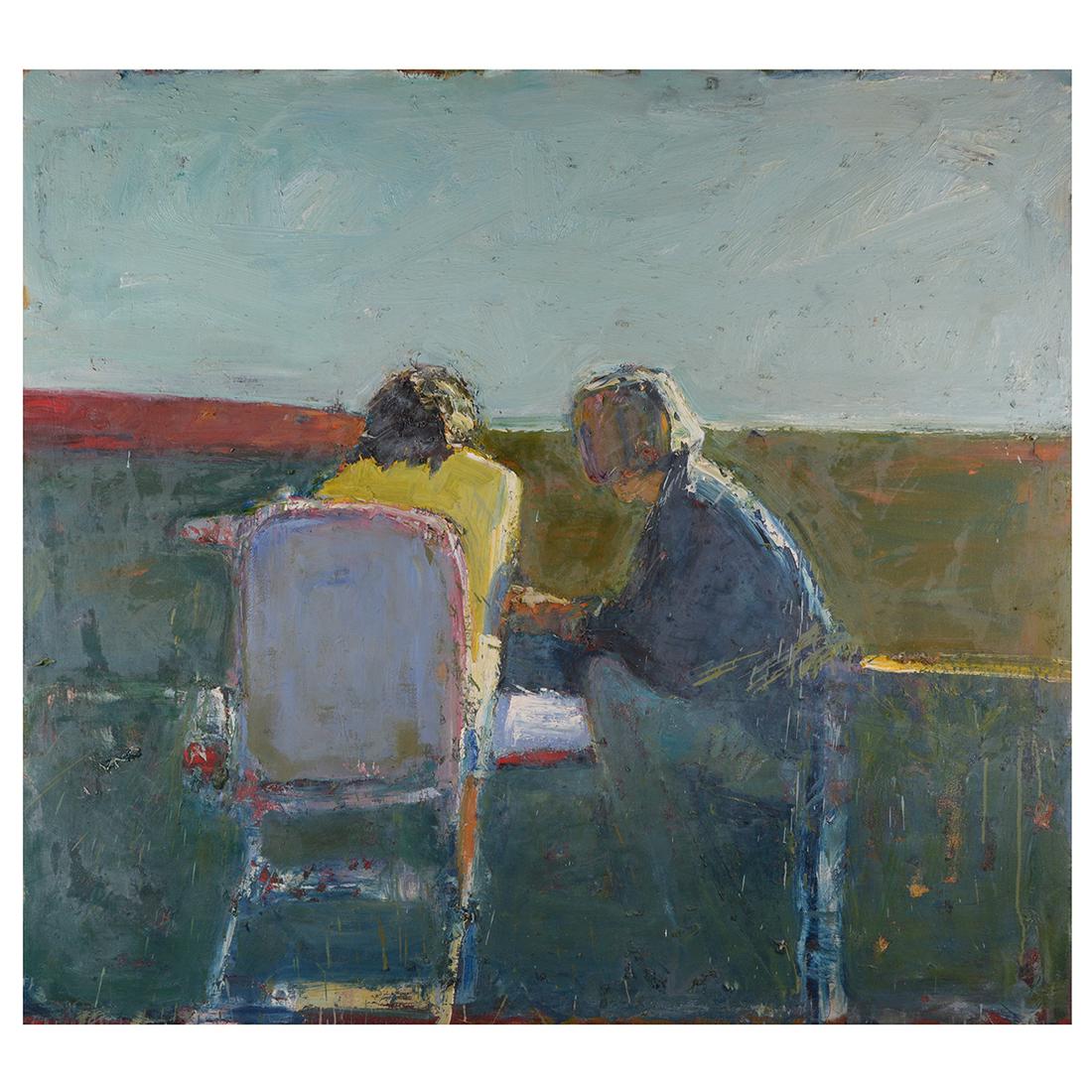 Dennis Hare "Amy and Lois" oil on canvas: DENNIS HARE (American born 1946) Amy and Lois Oil on canvas 54 x 60 inches; 137.16 x 152.4 cm Titled, signed and dated verso: "Amy and Lois" / Dennis Hare / March 1990